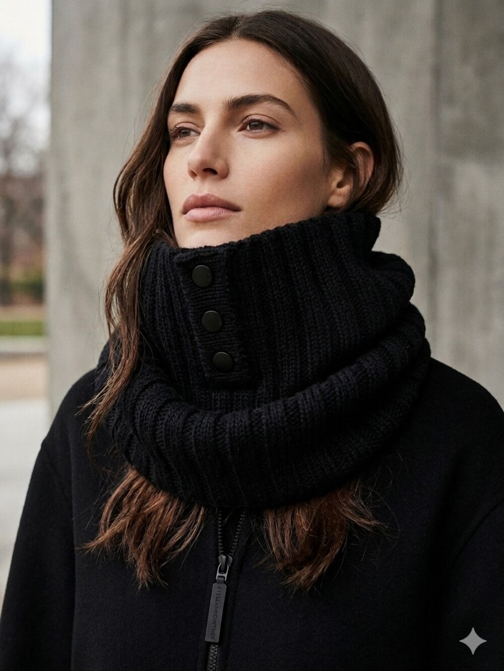 Adidas By Stella McCartney Wool Blend Fleece Lined Rib Knit Neck Warmer